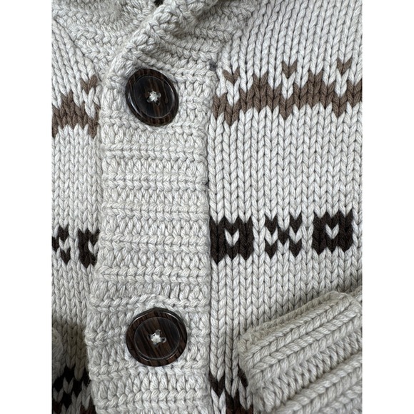 Salt Valley Fair Isle Shawl Collar Cardigan Women's S Cotton Brown - Picture 3 of 9